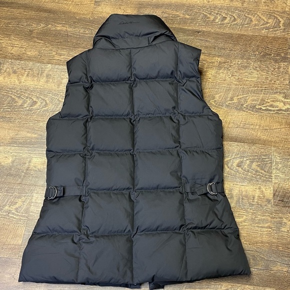 Eddie Bauer Premium Goose Down Puffer Vest Womens Small EB700 Black Zip Snap - Picture 10 of 10